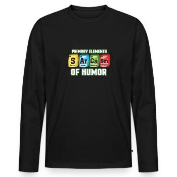 Sarcasm Periodic Table - Men's Premium Organic Long Sleeve Shirt - black - Front - Nico (187cm)