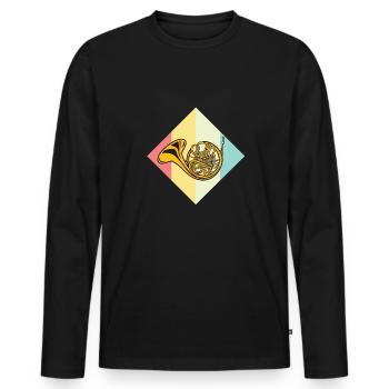 French Horn - Männer Premium Bio Langarmshirt - Schwarz - Vorne - Nico (187cm)