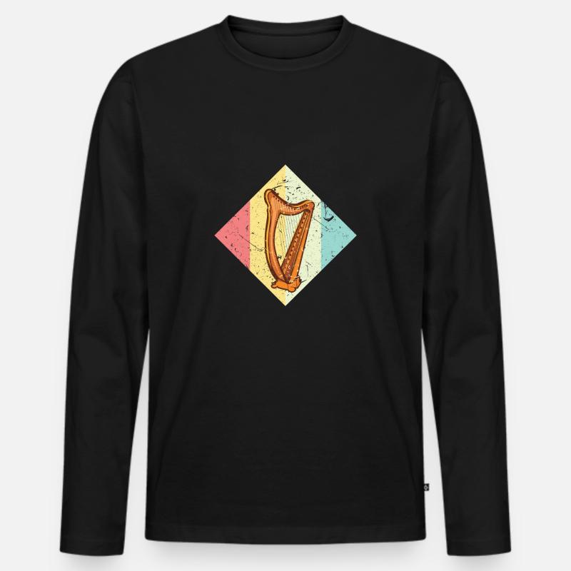 Harfe - Männer Premium Bio Langarmshirt - Schwarz