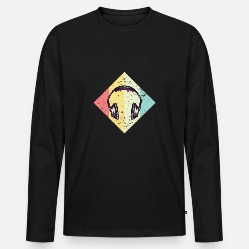 Musik Kopfhörer - Männer Premium Bio Langarmshirt - Schwarz