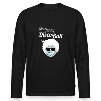 Funky Diskokugel Afro Brille Afrokamm Party Shirt - Männer Premium Bio Langarmshirt - Schwarz - Vorne - Nico (187cm)