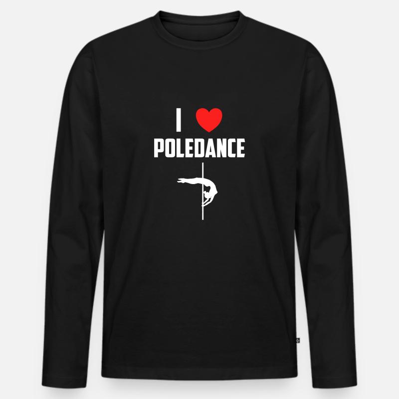 Ich liebe Poledancing - Männer Premium Bio Langarmshirt - Schwarz