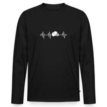 Heartbeat photography photo photographer - Men's Premium Organic Long Sleeve Shirt - black - Front - Nico (187cm)