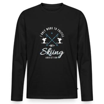Ski addiction montagnes sports d'hiver skieurs skieurs - T-shirt manches longues Premium bio Homme - noir - Devant - Nico (187cm)