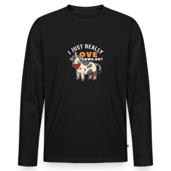 Bauernhof Kühe Farm Melken Tiere - Männer Premium Bio Langarmshirt - Schwarz - Vorne - Nico (187cm)