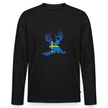 I Love Sweden I love Sweden moose deer - Men's Premium Organic Long Sleeve Shirt - black - Front - Nico (187cm)