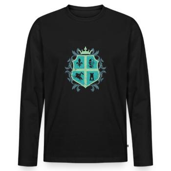 Ritter Wappen Schild Geschenk Kind Sohn Burg - Männer Premium Bio Langarmshirt - Schwarz - Vorne - Nico (187cm)