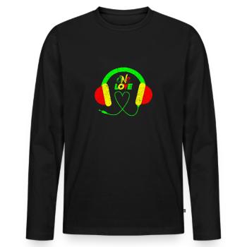 One Love Reggae - Männer Premium Bio Langarmshirt - Schwarz - Vorne - Nico (187cm)