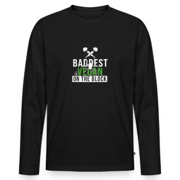 Baddest vegan on the block Halloween white - Men's Premium Organic Long Sleeve Shirt - black - Front - Nico (187cm)