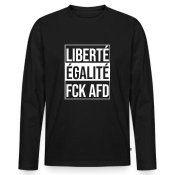 FCK AFD - Männer Premium Bio Langarmshirt - Schwarz - Vorne - Nico (187cm)