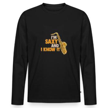 Saxofon - Männer Premium Bio Langarmshirt - Schwarz - Vorne - Nico (187cm)