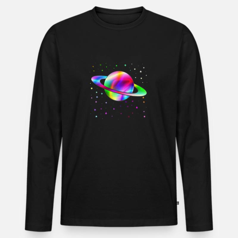 Saturn - Männer Premium Bio Langarmshirt - Schwarz