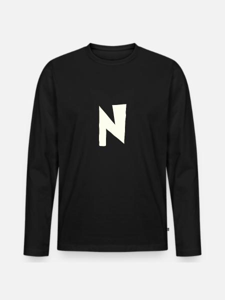 Buchstabe N - Männer Premium Bio Langarmshirt - Schwarz