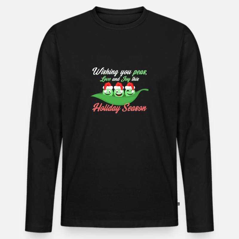 Weihnachten Erbsen - Männer Premium Bio Langarmshirt - Schwarz