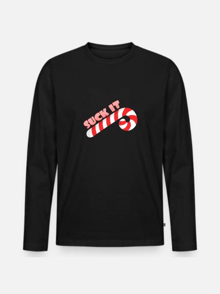 candy Cane - Men's Premium Organic Long Sleeve Shirt - black