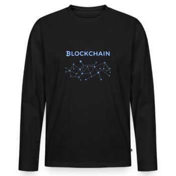 block Chain - Men's Premium Organic Long Sleeve Shirt - black - Front - Nico (187cm)