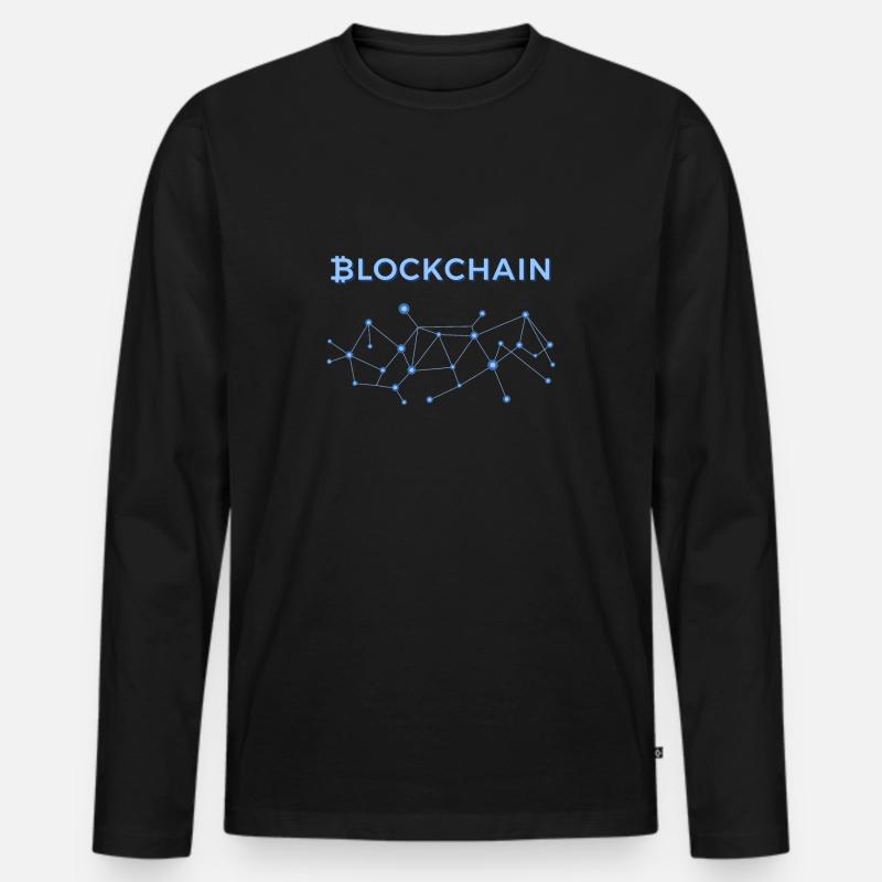 Blockchain - Männer Premium Bio Langarmshirt - Schwarz