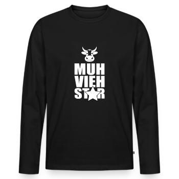 Muh vieh star mit cow head und star - Männer Premium Bio Langarmshirt - Schwarz - Vorne - Nico (187cm)