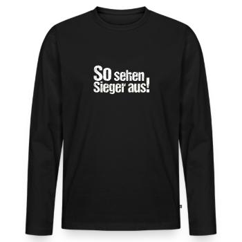 So sehen sieger aus - Männer Premium Bio Langarmshirt - Schwarz - Vorne - Nico (187cm)