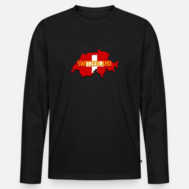 Schweiz - Männer Premium Bio Langarmshirt - Schwarz