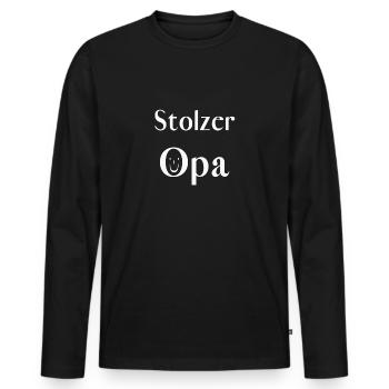 Stolzer Opa - Männer Premium Bio Langarmshirt - Schwarz - Vorne - Nico (187cm)