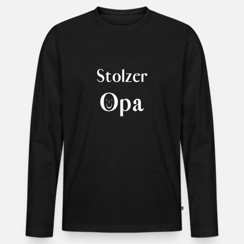 Stolzer Opa - Männer Premium Bio Langarmshirt - Schwarz