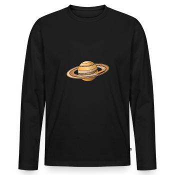 Skateboard Saturn Geschenk, Planet Universum - Männer Premium Bio Langarmshirt - Schwarz - Vorne - Nico (187cm)