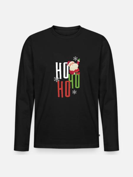 Weihnachten Santa HoHoHo - Männer Premium Bio Langarmshirt - Schwarz