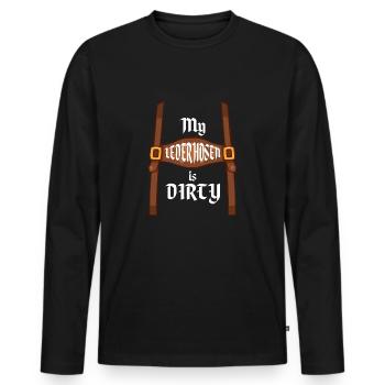 My Lederhosen Is Dirty Funny T Shirt - Men's Premium Organic Long Sleeve Shirt - black - Front - Nico (187cm)
