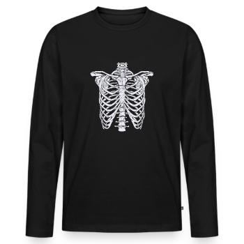 Cage de squelette Côtelette Happy Halloween Trick Or Treat - T-shirt manches longues Premium bio Homme - noir - Devant - Nico (187cm)