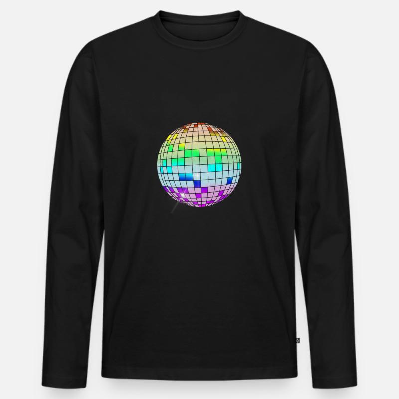 bunte Discokugel - Männer Premium Bio Langarmshirt - Schwarz