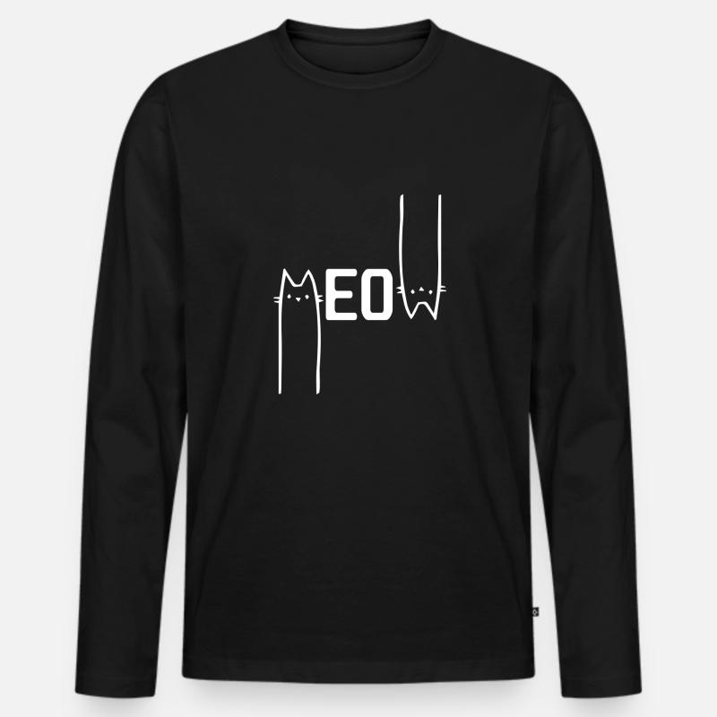 Katzen Meow - Männer Premium Bio Langarmshirt - Schwarz