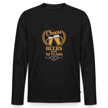 30e anniversaire - 30 ans - T-shirt manches longues Premium bio Homme - noir - Devant - Nico (187cm)