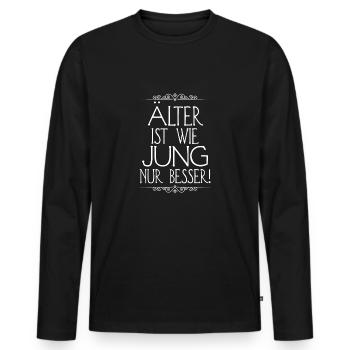 Old gift saying Young stayed old cool - Men's Premium Organic Long Sleeve Shirt - black - Front - Nico (187cm)