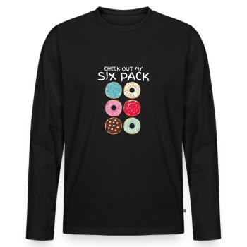 Check Out My Six Pack Donut Funny Gym Gift - T-shirt manches longues Premium bio Homme - noir - Devant - Nico (187cm)