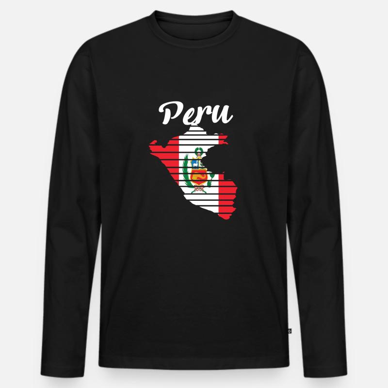 Peru - Männer Premium Bio Langarmshirt - Schwarz
