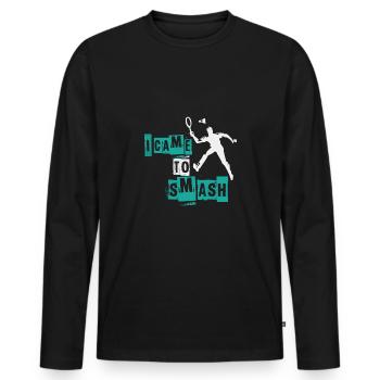 Badminton Federball - Männer Premium Bio Langarmshirt - Schwarz - Vorne - Nico (187cm)