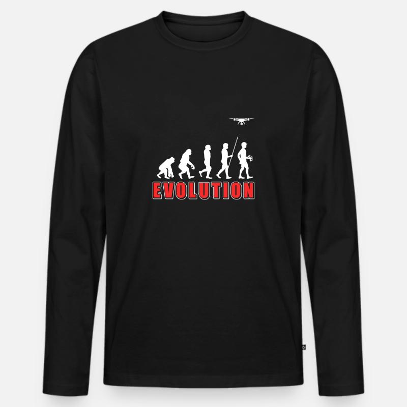 Drone Evolution - Männer Premium Bio Langarmshirt - Schwarz