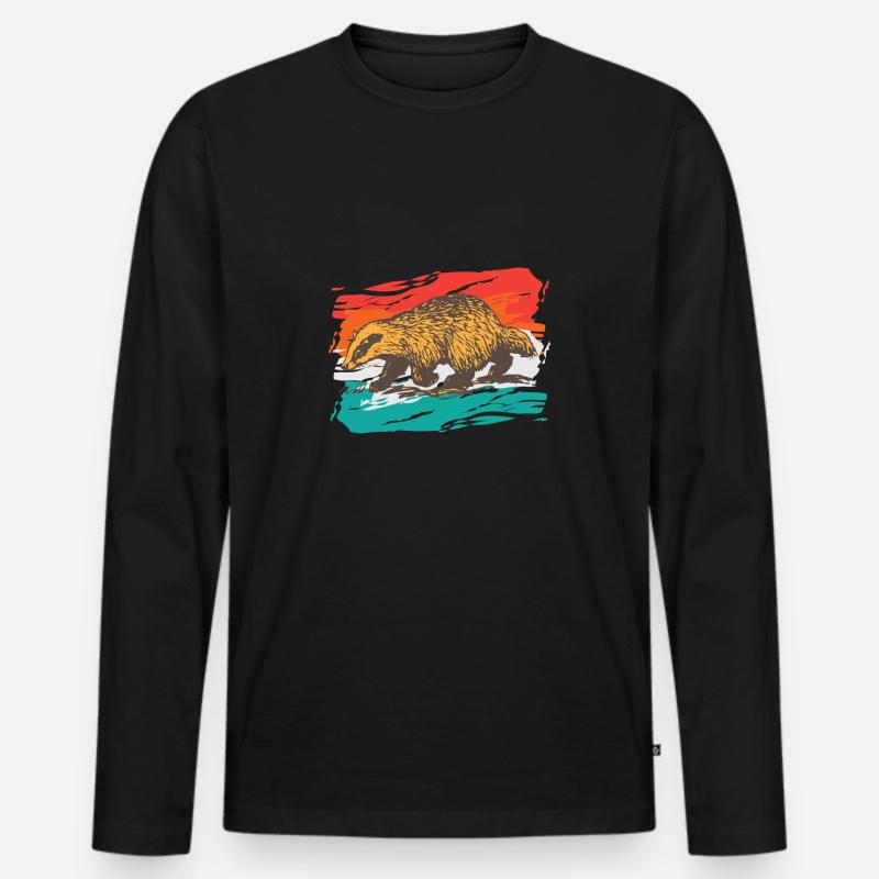 Bunter Retro Dachs - Männer Premium Bio Langarmshirt - Schwarz