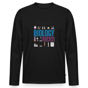 Biologie roches - T-shirt manches longues Premium bio Homme - noir - Devant - Nico (187cm)