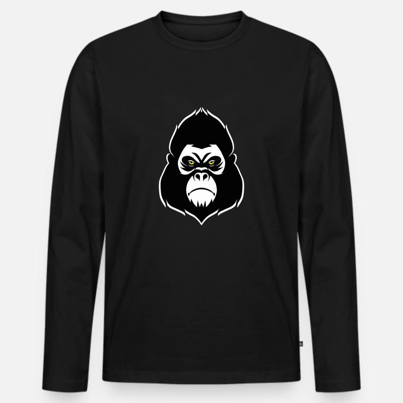 Gorilla - Männer Premium Bio Langarmshirt - Schwarz