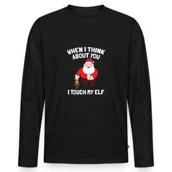Weihnachtsmann I Touch My Elf Funny Weihnachtsgeschenk - Männer Premium Bio Langarmshirt - Schwarz - Vorne - Nico (187cm)