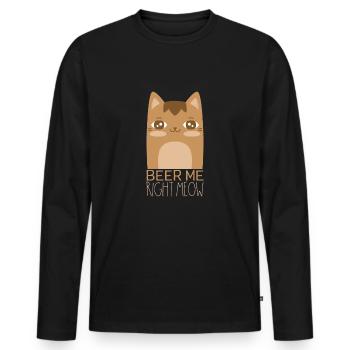 Beer Me Right Meow Funny Drinking Party Shirt - Men's Premium Organic Long Sleeve Shirt - black - Front - Nico (187cm)