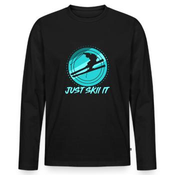 Just Ski it it sports d'hiver ski vacances de neige - T-shirt manches longues Premium bio Homme - noir - Devant - Nico (187cm)