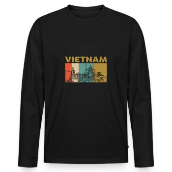 Vietnam - Men's Premium Organic Long Sleeve Shirt - black - Front - Nico (187cm)