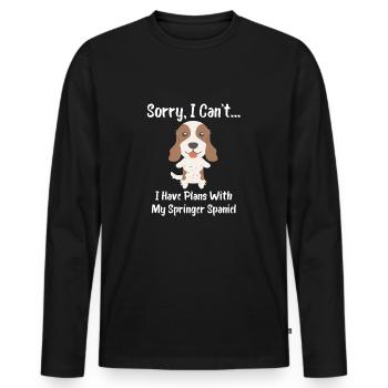 Sorry I Can't I Have Plans With My Springer Spaniel - Men's Premium Organic Long Sleeve Shirt - black - Front - Nico (187cm)