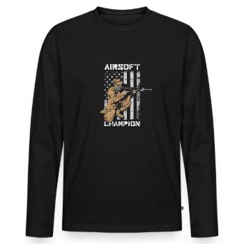 Airsoft - T-shirt manches longues Premium bio Homme - noir - Devant - Nico (187cm)