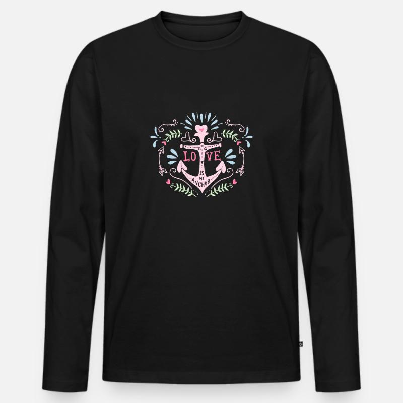 Liebe ist mein Anker - Männer Premium Bio Langarmshirt - Schwarz