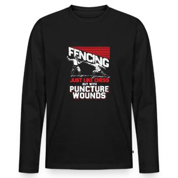 Fechten Schach Duell Kampf Geschenk Säbel Taktik - Männer Premium Bio Langarmshirt - Schwarz - Vorne - Nico (187cm)