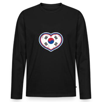 Korea South Korean Heart gift Christmas kids trave - Men's Premium Organic Long Sleeve Shirt - black - Front - Nico (187cm)